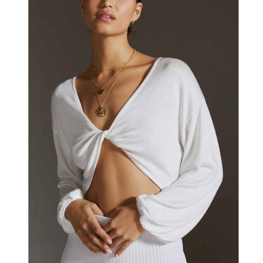 Anthropologie Femme Twist Pullover Minimalist White - Large